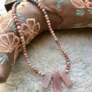 Pink Quartz short necklace.  18’ long